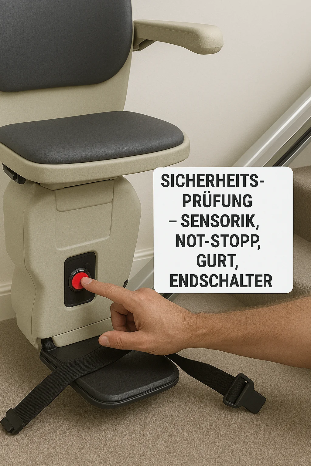 Sicherheitsprüfung – Sensorik, Not-Stopp, Gurt, Endschalter