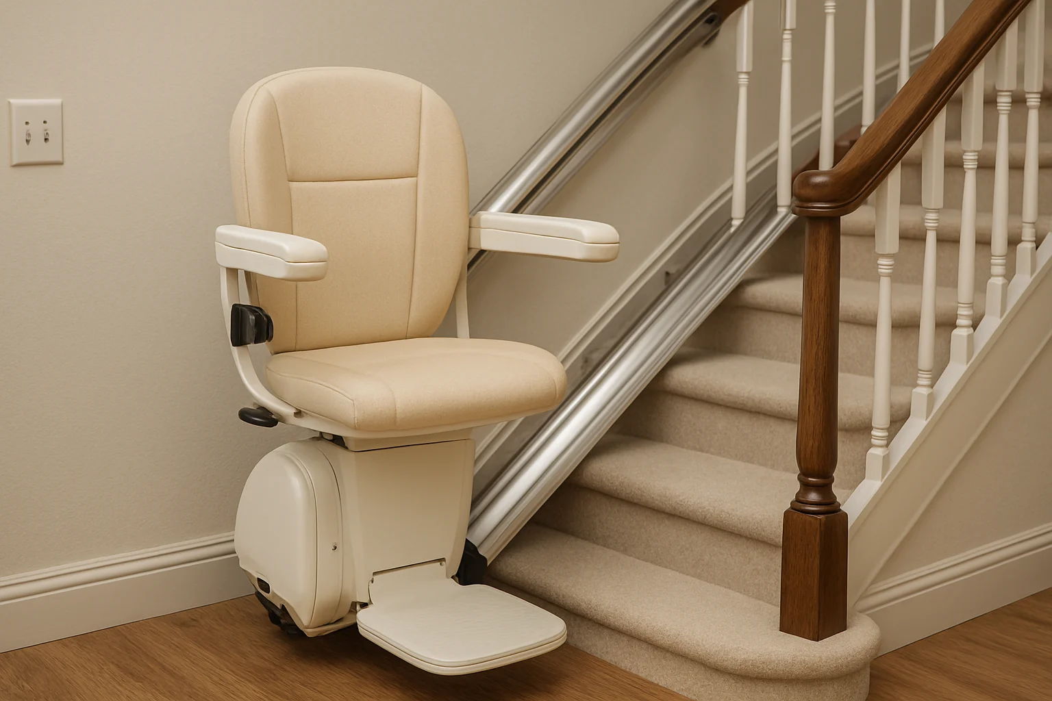 Sitz mit klappbarer Fußstütze