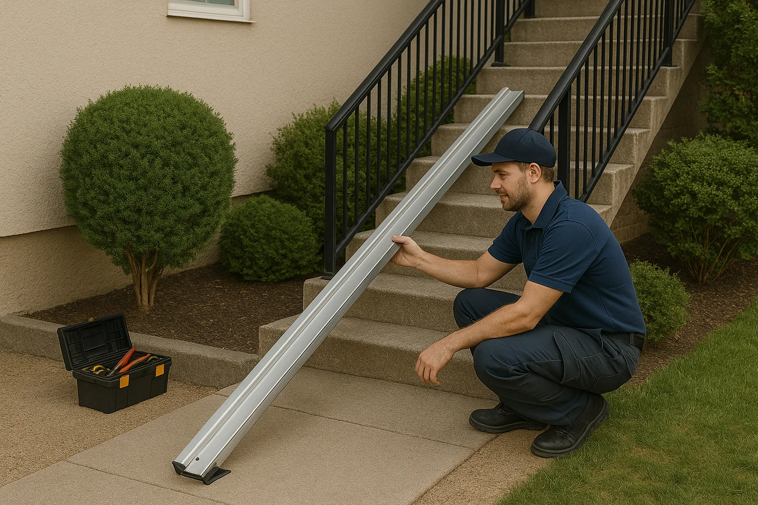 Montage der Schiene auf Stufen